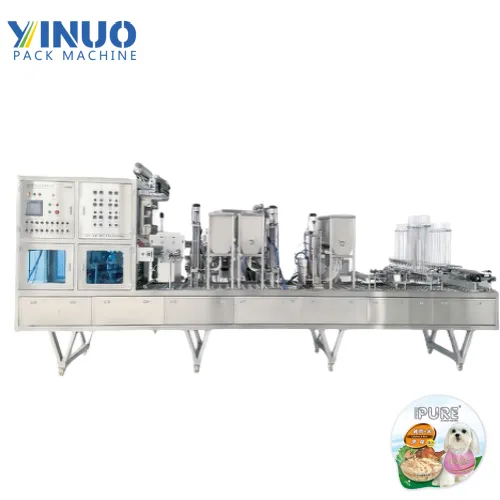 Automatic Pet Food Aluminum Tray Filling Sealing Machine