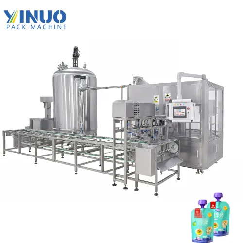 Automatic Spout Pouch Filling and Capping Machine for Fruit Puree, Juice, Yogurt, Baby Food Packaging